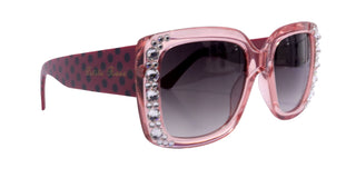 Minnie, (Bling) Women Sunglasses W (Hematite) Genuine European Crystals  100% UV Protection, Polka dot Translucent Clear, NY Fifth Avenue.