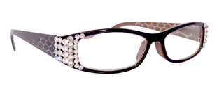Lyon, (Bling) Reading Glasses w (Clear, AB Aurora Borealis) Genuine European Crystals(Dragon scale)  (Black, Brown) NY Fifth Avenue