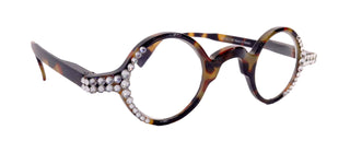 Picasso, (Bling) Women Reading Glasses W Clear Genuine European Crystals, Round  (Brown) Tortoiseshell. NY Fifth Avenue
