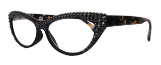 The Lynx, (Bling) Reading Glasses 4 Women W 2x (Full Top) (Hematite) Genuine European Crystals, Magnifying Cat Eye  NY Fifth Avenue