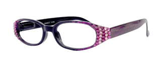 Isabella, (Bling) Reading Glasses Women W (Fuchsia, Pink) Genuine European Crystals  (Purple Floral Print)  NY Fifth Avenue (Wide Frame)