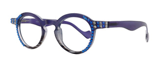 Orlando Bling Reading Glasses, W Capri Blue N Black Diamond  European crystals, Magnifying Eyeglasses, (Blue) (Round) NY Fifth Avenue