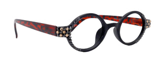 Bling Women Reading Glasses Hematite W light Colorado Genuine European Crystals, Round  (Black) Tortoiseshell. NY Fifth Avenue