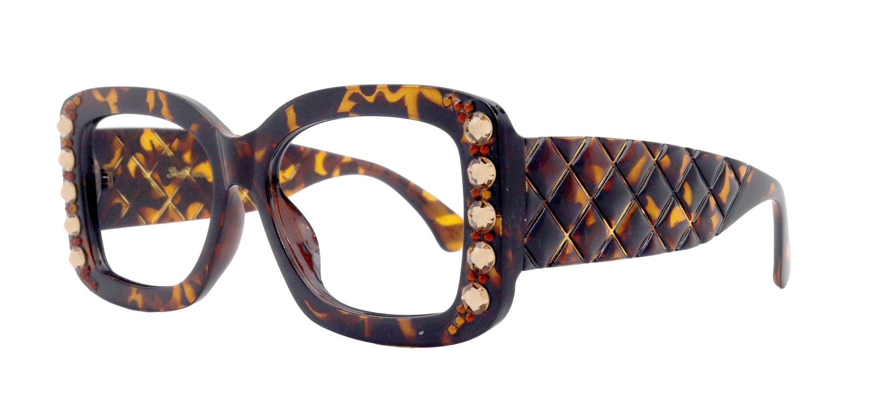 Tokyo, (Bling) Large Women Reading Glasses (Brown)  (SV , Line Bifocal, Sun Readers, No Line Bifocals Progressive)