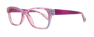Azul, (Bling) Reading Glasses 4 Women W (Aquamarine N Rose)Genuine European Crystals. +1.5..+3  NY Fifth Avenue (Wide frame)