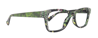 Azul, (Bling) Reading Glasses 4 Women W (Black Diamond N Green)Genuine European Crystals. +1.5..+5  NY Fifth Avenue (Wide frame)