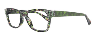 Azul, (Bling) Reading Glasses 4 Women W (Black Diamond N Green)Genuine European Crystals. +1.5..+5  NY Fifth Avenue (Wide frame)