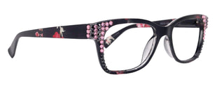 Azul, (Bling) Reading Glasses 4 Women W (Hematite N Rose)Genuine European Crystals. +1.5..+5  NY Fifth Avenue (Wide frame)