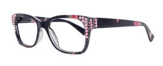 Azul, (Bling) Reading Glasses 4 Women W (Hematite N Rose)Genuine European Crystals. +1.5..+5  NY Fifth Avenue (Wide frame)