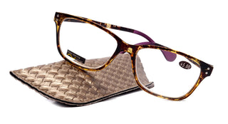 Milan, (Premium) Reading Glasses HighEnd Reader +1.25..+3 Magnifying Optical Square Square Style Tortoise Brown n (Purple) NY Fifth Avenue