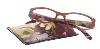 Rosie Premium Reading Glasses, Fashion Reader (Flower Brown) Print, Oval Shape +4  High Magnification, NY Fifth Avenue