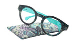 Xochitl, Premium Reading Glasses High-End Readers +1.25 .. +3.00 +4.00 (Turquoise) Round Optical Frames. NY Fifth Avenue.