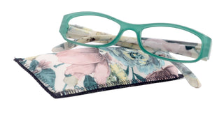 Rosie Premium Reading Glasses, Fashion Reader (Flower Turquoise / Green) Print, Oval Shape +4  High Magnification, NY Fifth Avenue