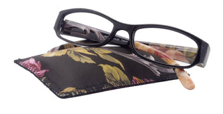 Rosie Premium Reading Glasses, Fashion Reader (Flower Black) Print, Oval Shape +4  High Magnification, NY Fifth Avenue