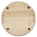 Extra Large Round Wood Cutting Board with Feet, Pocket Handles and Juice Groove, 18”x1.25 Inches Thick, Gift For Mom, 100% USA Made