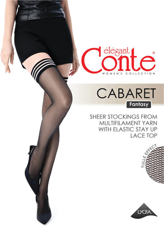 Fantasy Stockings Conte Cabaret - Openwork Elastic Band and Tulle Effect - By Baano