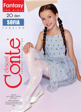Conte Tights for girls Sofia 20 Den - Floral Pattern - By Baano