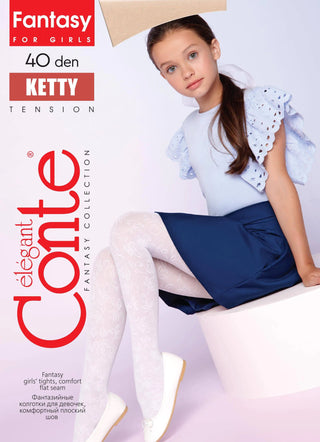 Conte Tights for girls Ketty 40 Den - Floral Pattern - By Baano