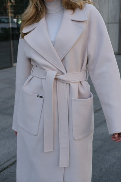 Emily Classic Wool Blend Overcoat in Meringue