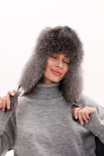Genuine Silver Fox Fur Genuine Leather Hat