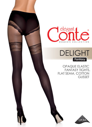 Fantasy Tights Conte Delight - Lace Panties Stockings Imitation - By Baano