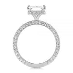 3.0ct Emerald Cut Moissanite Diamond Pavè Three Row Band Engagement Ring Ring Deluxe Fine Jewelry