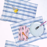 Coco Plaid Placemat in Natural Indigo