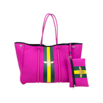 The Aniella Neoprene Tote - Fuchsia with Gold Bee