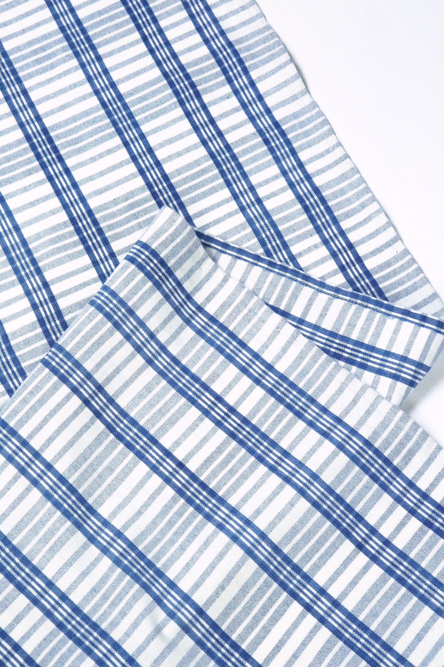 Coco Plaid Table Runner in Natural Indigo