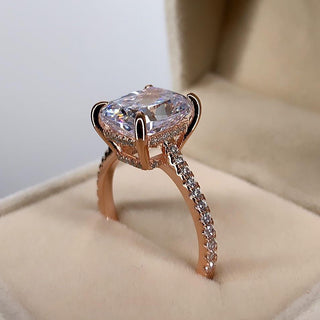 6.0ct Cuhsion Cut Moissanite Lab Diamond Accented Engagement Ring Ring Deluxe Fine Jewelry