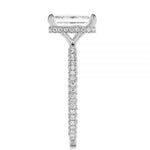 3.0ct Emerald Cut Moissanite Diamond Pavè Three Row Band Engagement Ring Ring Deluxe Fine Jewelry