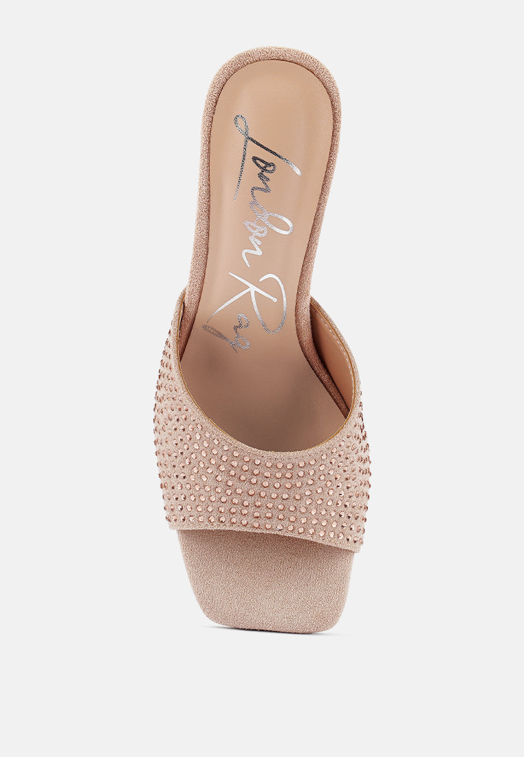 Imprint Heat Set Diamante Slip On Sandals