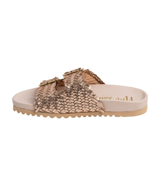 Intertwine Dual Woven Strap Slide in Champagne Naughty Monkey