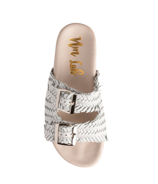 Intertwine Dual Woven Strap Slide in White Naughty Monkey