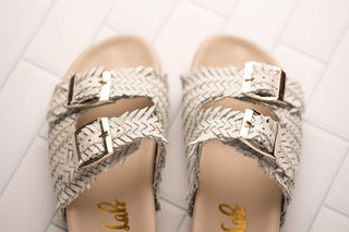 Intertwine Dual Woven Strap Slide in White Naughty Monkey
