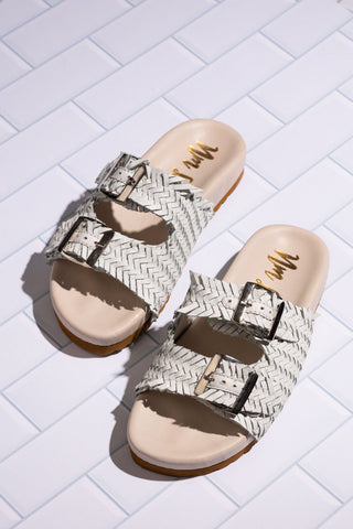 Intertwine Dual Woven Strap Slide in White Naughty Monkey