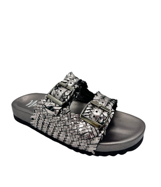 Intertwine Dual Woven Strap Slide in Pewter Naughty Monkey