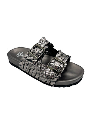 Intertwine Dual Woven Strap Slide in Pewter Naughty Monkey