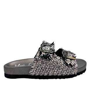 Intertwine Dual Woven Strap Slide in Pewter Naughty Monkey