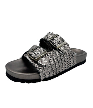 Intertwine Dual Woven Strap Slide in Pewter Naughty Monkey