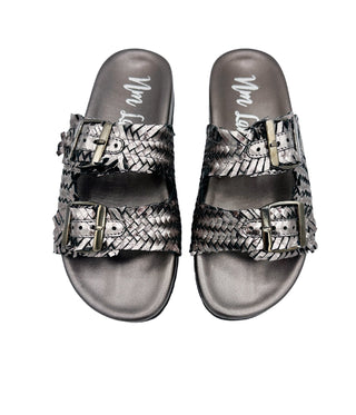 Intertwine Dual Woven Strap Slide in Pewter Naughty Monkey