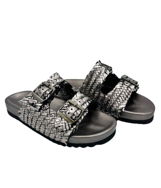 Intertwine Dual Woven Strap Slide in Pewter Naughty Monkey