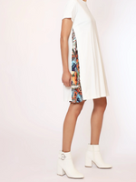 Gracia Short Sleeve Dress With Side Zipper Print Pleats  D30386