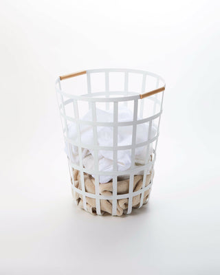 Wire Basket (18" H)  - Steel + Wood - By Baano