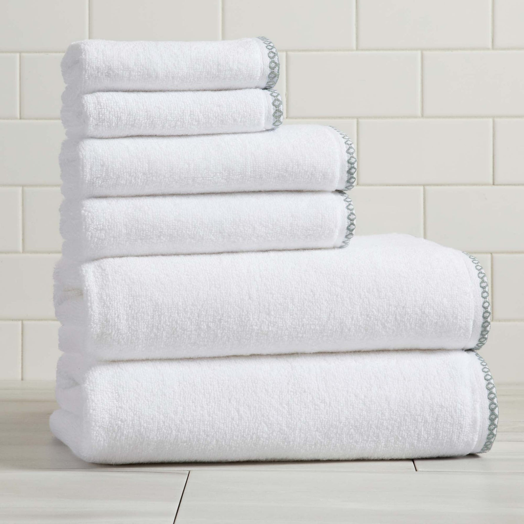 Cotton Border-Stitched 6-Piece Towel Set - Valery Collection
