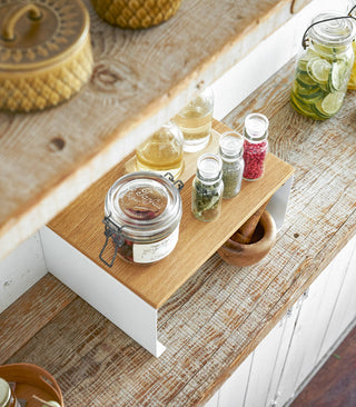 Stackable Countertop Shelf - Two Sizes - Steel + Wood - By Baano