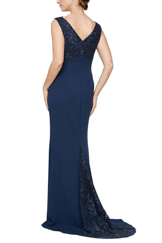 Alex Evenings V-Neck Sleeveless Back Zipper Long Gown Dress - By Baano