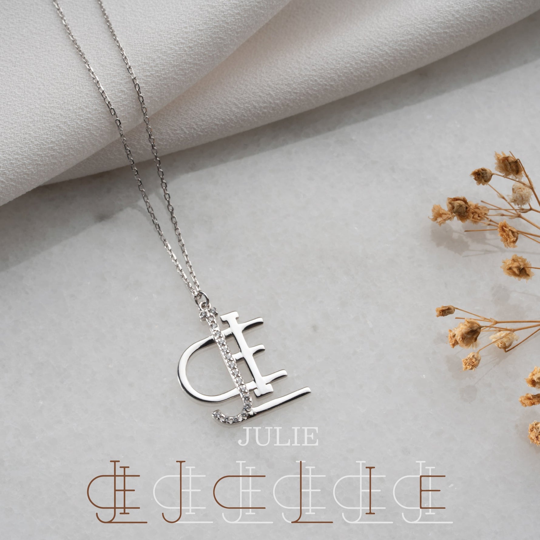 Diamond Initial Custom Name Necklace – Luxury Personalized Jewelry in 14K Gold or Sterling Silver - Unique Name Logo Necklace