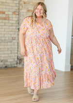 Jaydrien Floral Flutter Sleeve Midi Dress - By Baano