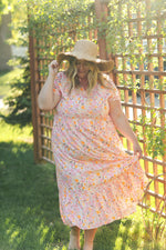 Jaydrien Floral Flutter Sleeve Midi Dress - By Baano